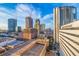 Aerial view of city skyline, featuring modern high-rise buildings and surrounding urban landscape at 301 1St S St # 1404, St Petersburg, FL 33701