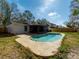 Charming backyard with a pool and screened patio at 15716 Country Lake Dr, Tampa, FL 33624