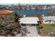 Bird's-eye view of single-story home, showcasing its waterfront location at 17020 Dolphin Dr, North Redington Beach, FL 33708