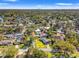 Overhead view of a neighborhood showcasing mature trees and well-maintained homes with pools at 3310 Carib Rd, Tampa, FL 33618