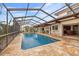 Nice screened-in pool with stone tile surround, lush landscaping, and view into the home at 3903 Sand Dollar Pl, Tampa, FL 33634