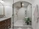 Large walk-in shower with marble bench and glass enclosure at 409 E Adalee St, Tampa, FL 33603