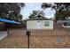 Charming single-story home featuring a decorative front door, textured walls, a fenced yard, and a mailbox at 8014 N Alaska St, Tampa, FL 33604