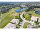 A picturesque aerial view of the community, showcasing lush golf course and a pond at 970 Pembroke Point Way, Sun City Center, FL 33573