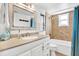 Clean bathroom with updated vanity and bathtub shower combo at 1212 Markley Dr, Largo, FL 33770