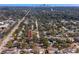 Wide aerial view of the property and surrounding neighborhood, including a city skyline in the distance at 6923 Dartmouth N Ave, St Petersburg, FL 33710