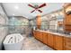 Stunning bathroom features a soaking tub, large shower, and double vanity sinks at 13001 Prestwick Dr, Riverview, FL 33579