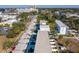 Aerial view of modern townhouses, showcasing convenient urban location and surrounding cityscape at 1501 N Morgan St # 7, Tampa, FL 33602