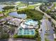 Aerial view of Kings Point amenities: pool, tennis, pickleball at 302 Canton Ct # 63, Sun City Center, FL 33573