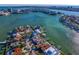 Aerial view of waterfront homes with private docks and boat slips at 7810 10Th S Ave, St Petersburg, FL 33707