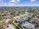 Aerial view of the neighborhood showcasing the tree-lined streets, nearby pond, and residential homes at 9942 56Th Way, Pinellas Park, FL 33782