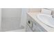 Clean bathroom with walk-in shower and updated vanity at 4513 W Clifton St, Tampa, FL 33614