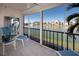 Spacious lanai with water views and seating at 7540 Bay Island S Dr # 253, South Pasadena, FL 33707