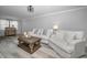 Living room with white couch and wooden coffee table at 9204 Golf View Dr, New Port Richey, FL 34655