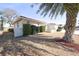 View of the house's side, showcasing the landscaping and a palm tree at 6911 El Camino Paloma St, Port Richey, FL 34668