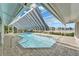 Screened pool area with a retractable awning, perfect for enjoying the outdoor view while staying protected from the sun at 7566 Links Ct, Sarasota, FL 34243