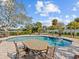 Inviting pool area with patio table and chairs at 1538 Riverside Dr, Tarpon Springs, FL 34689