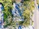 Overhead view capturing the home nestled among mature trees, showcasing it's roof and nearby streets at 2907 W Euclid Ave, Tampa, FL 33629