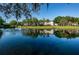 Calm lake view with fountain, framed by lush greenery and apartment homes, offering a peaceful retreat at 3377 Crystal E Ct # E, Palm Harbor, FL 34685