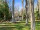 Secluded pond offering serene views and shaded by tall trees with Spanish moss hanging from the branches at 3663 Berger Rd, Lutz, FL 33548