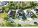 Aerial view of homes on a quiet residential street at 4110 Huntingdale Ct, Wesley Chapel, FL 33543