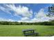 Picnic table on grassy field with trees and a soccer goal in background at 4110 Huntingdale Ct, Wesley Chapel, FL 33543