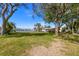 Lush, green lawn in the backyard, leading to waterfront views and complemented by mature trees at 521 Harbor N Dr, Indian Rocks Beach, FL 33785