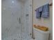 Clean bathroom with a large glass shower and geometric tile at 659 Keene Rd, Largo, FL 33771