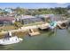 Waterfront home with private dock featuring boat lift and screened in outdoor living space with pool at 6702 Harbor Dr, Hudson, FL 34667