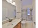 Small bathroom with tub shower combination and single vanity at 335 Siena Vista Pl, Sun City Center, FL 33573