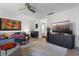 Living room with gray sofa and hardwood floors at 3824 37Th S St # 67, St Petersburg, FL 33711