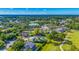 Aerial view of house with pool, golf course and verdant surroundings at 4402 Meadowwood Way, Tampa, FL 33618