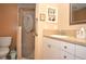 Clean bathroom featuring a shower and vanity at 5565 Salem Square N Dr, Palm Harbor, FL 34685