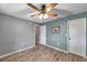 Bedroom boasts wood-look flooring and neutral colored walls at 1276 Bermuda St, Clearwater, FL 33755