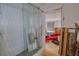 Modern bathroom with hexagon tile and glass shower; under renovation at 6119 Beacon Point Dr, Weeki Wachee, FL 34607