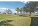 Wide backyard with healthy green grass, mature trees, and scenic lake views in a tranquil community at 2471 Kensington Greens Dr, Sun City Center, FL 33573