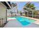 Screened pool with beautiful clear blue water and outdoor patio for backyard enjoyment at 3116 Swan Ln, Safety Harbor, FL 34695