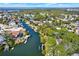 Wide aerial view of waterfront community and surrounding waterways at 4346 Marine Pkwy, New Port Richey, FL 34652