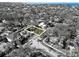 An aerial view of a vacant lot ready for new construction in a residential neighborhood at 4532 W Beachway Dr, Tampa, FL 33609