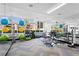 Well-equipped gym with fitness balls, weights, and floor to ceiling windows overlooking the city at 145 2Nd S Ave # 523, St Petersburg, FL 33701