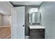 Clean bathroom with updated vanity and grey walls at 3005 E Shadowlawn Ave, Tampa, FL 33610