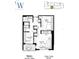 Detailed floor plan showcasing a 2-bed, 2-bath layout with kitchen, living area, and balcony at 411 E Shore Dr # 308, Clearwater Beach, FL 33767