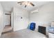 Neutral bedroom with a ceiling fan and air conditioner, carpeted floors, and white molding at 2819 47Th S Ave, St Petersburg, FL 33712