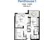 Floor plan of a 2-bedroom condo featuring a living room, kitchen, balcony, and two full bathrooms in 845 sq ft at 411 E Shore Dr # Ph1, Clearwater Beach, FL 33767