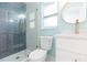 Modern bathroom, featuring a walk-in shower and white vanity at 4643 Bay Crest Dr, Tampa, FL 33615