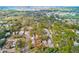 An aerial view shows the neighborhood homes surrounded by lush greenery with water in the distance at 5308 Ben Hur Dr, St Petersburg, FL 33708