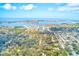 Aerial shot showcasing the city skyline over the water near a neighborhood with mature trees at 5308 Ben Hur Dr, St Petersburg, FL 33708