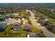 Aerial view highlighting the community, showcasing the layout, houses, and nearby pond at 7304 63Rd E Ct, Palmetto, FL 34221