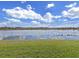 Scenic lake view with lush green grass at 2302 Village Amble Loop, Lutz, FL 33558