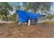 Back view of a home needing repair covered by a tarp, surrounded by foliage at 3623 Whittier St, Tampa, FL 33619